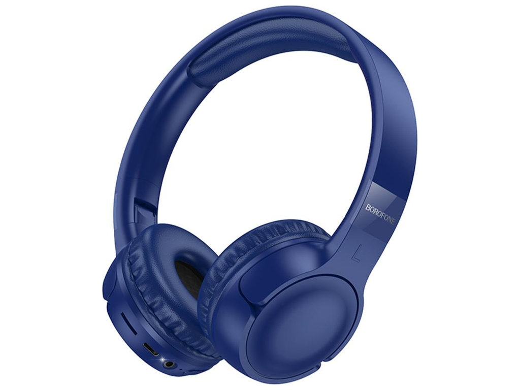 Блютуз стерео гарнитура Borofone BO32, складные, bluetooth 5.4, type‑c/aux, 200mAh, цвет синий