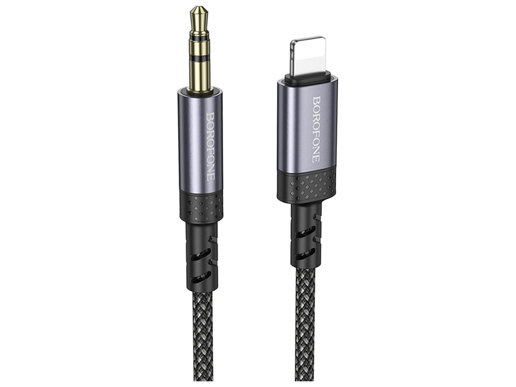 Кабель Aux Borofone BL24 Lightning, 1м, колір сірий