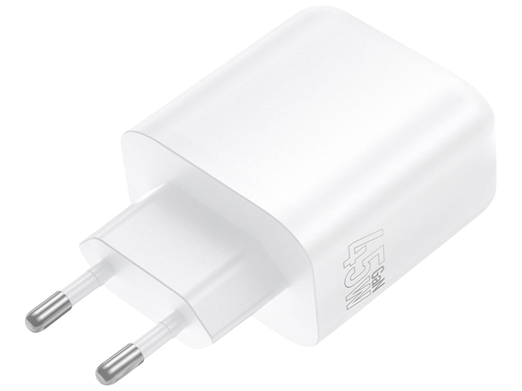 Зарядний пристрій Borofone BA90A, 2×USB-C, 45Вт, PD/QC, 85×49×31мм, колір білий