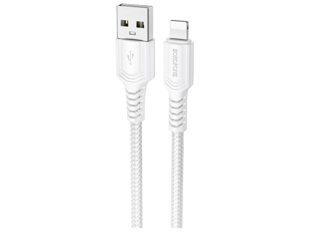 Кабель USB Borofone BX116 Lightning 2.4A, 1м, бiлий