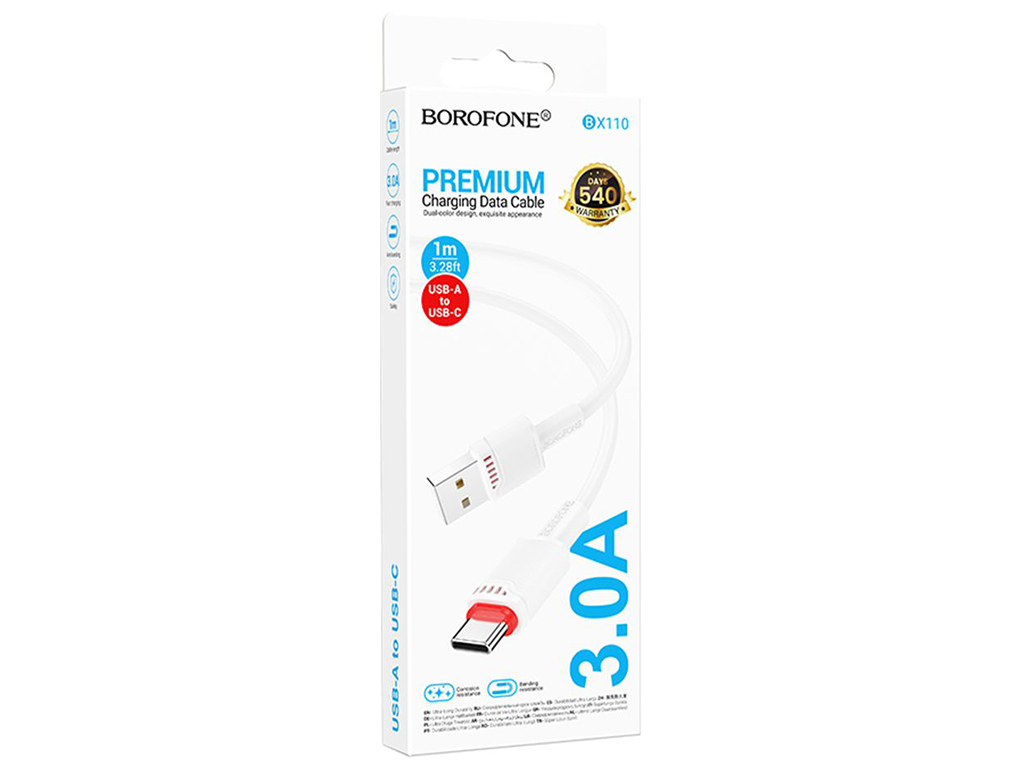 Кабель USB Borofone BX110 Type-C 3A, 1м, колір білий