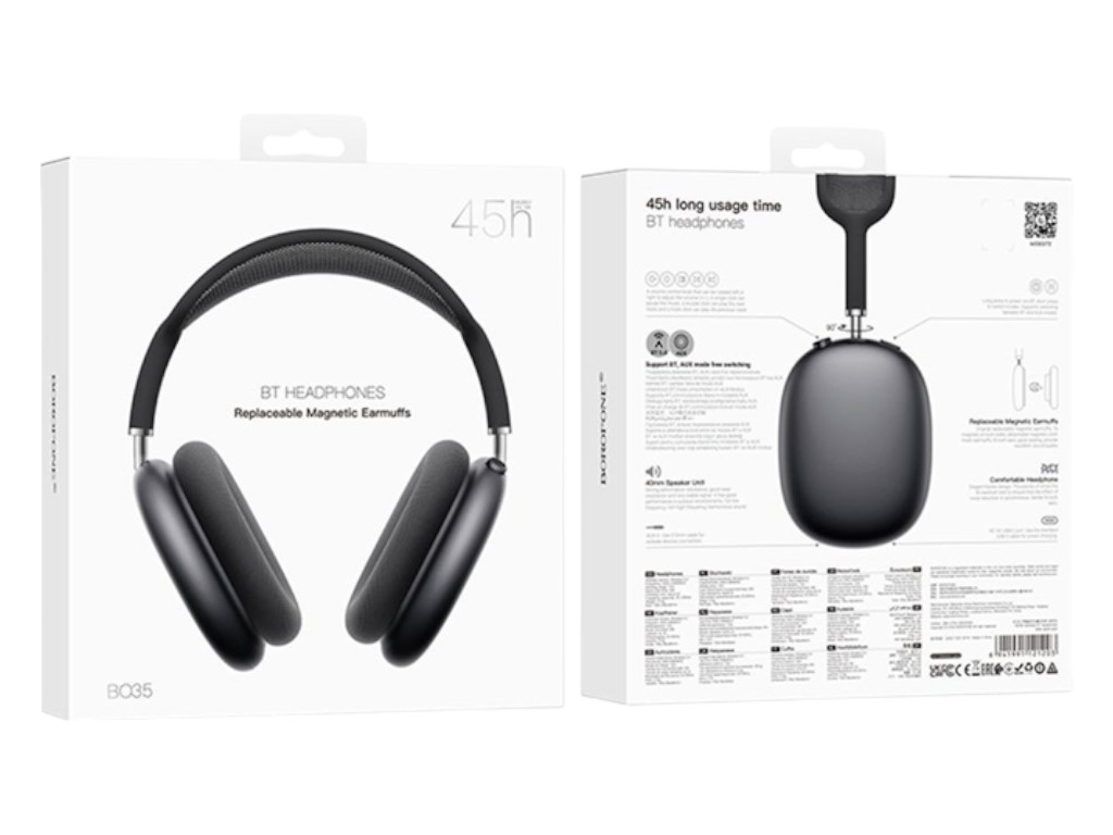 Bluetooth стерео гарнітура Borofone BO35, темно-сірий