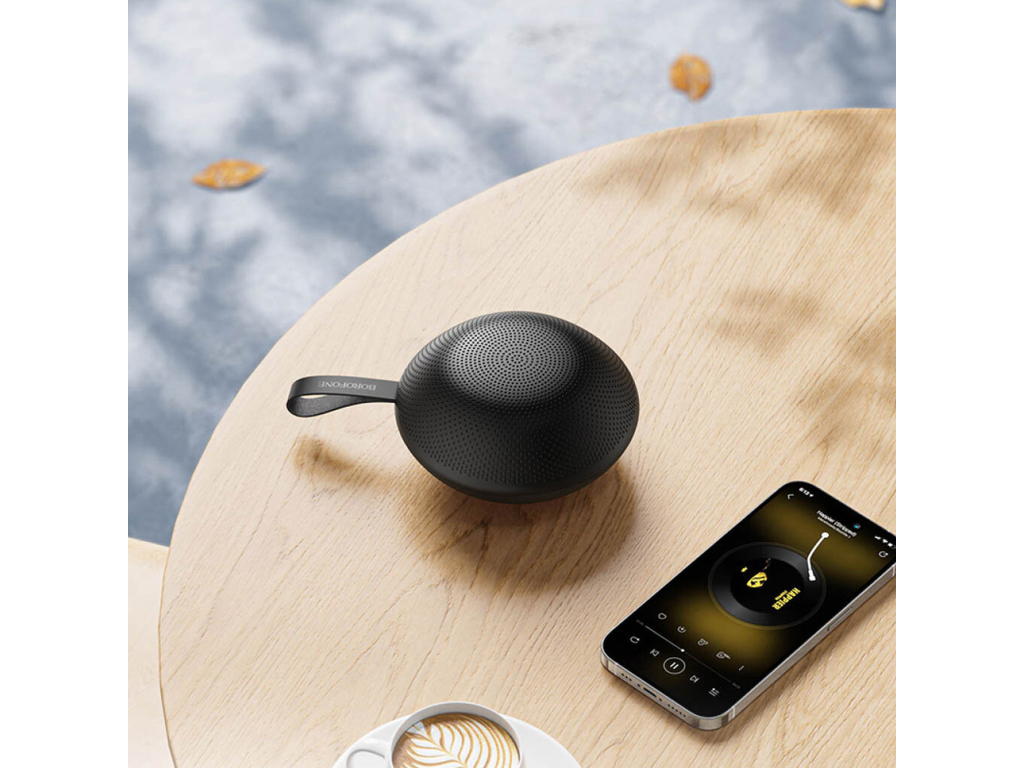 Колонка Borofone BR48, 5Вт, Bluetooth 5.4, 1200mAh, Type-C, пластик, 105×105×55мм, колір чорний