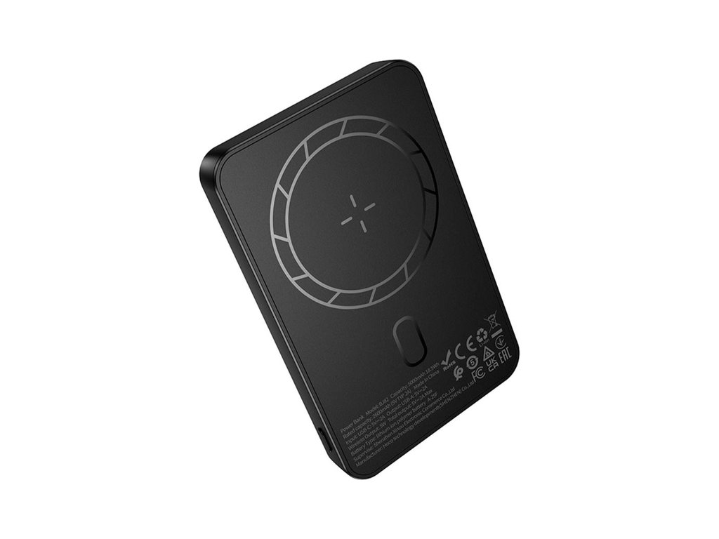 Power Bank Borofone BJ82 Dawn, магнитный, беспроводная зарядка, 5000mAh, Type-C, ABS+PC, цвет черный