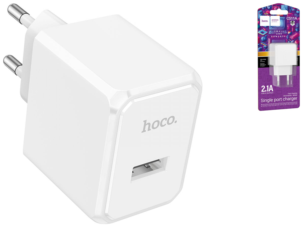 Мережевий Зарядний Пристрій Hoco CS11A 1USB 2.1A Колір Білий