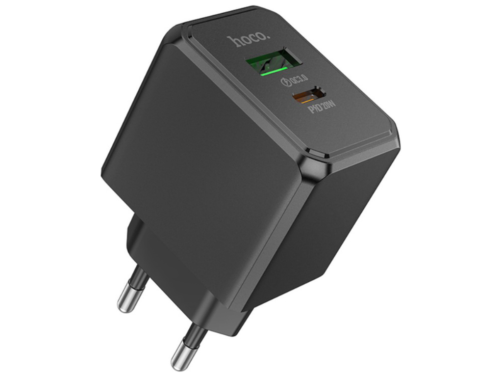 Мережевий зарядний пристрій Hoco CS14A 1USB-C/1USB PD/QC 20W, Колір Чорний