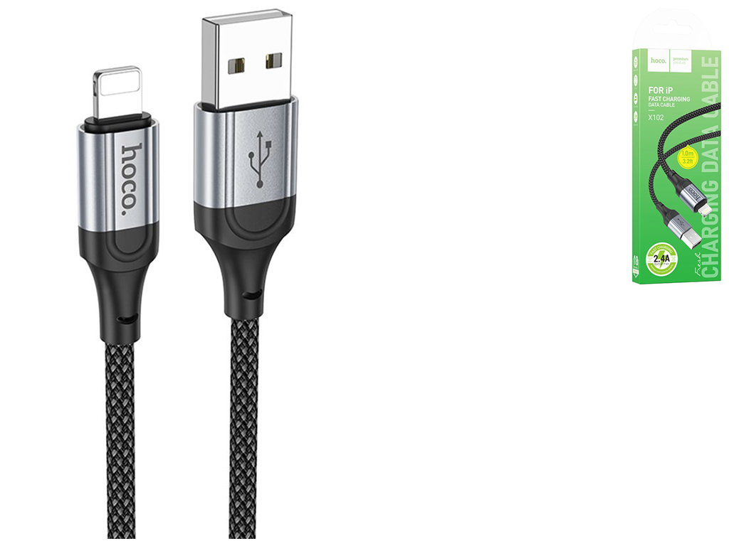 Кабель USB Hoco X102 Lightning 2.4A Колір Чорний