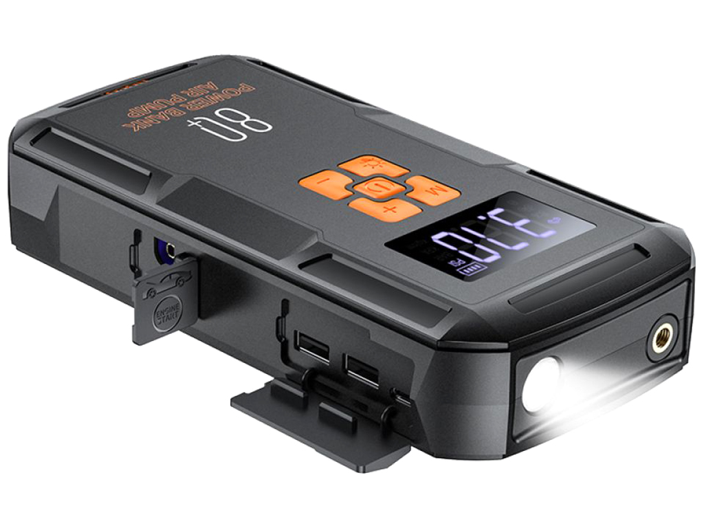 Універсальна мобільна батарея Hoco QS2 Air Pump/Jump Starter/Power Bank(8000mAh), Колір Чорний