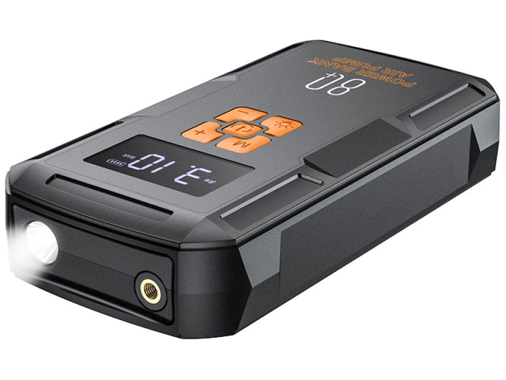 Універсальна мобільна батарея Hoco QS2 Air Pump/Jump Starter/Power Bank(8000mAh), Колір Чорний