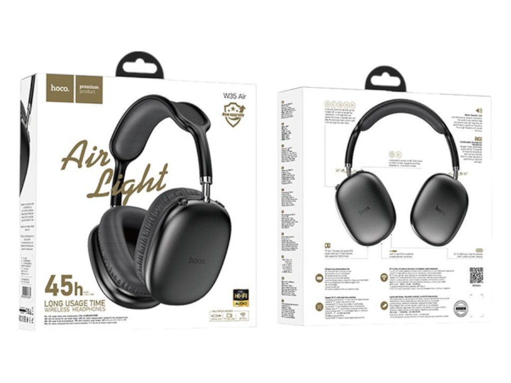 Bluetooth стерео гарнітура Hoco W35 Air, чорний