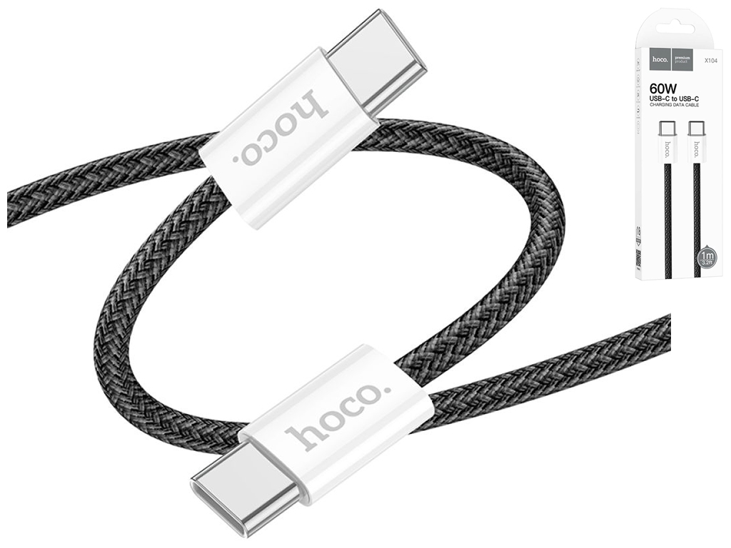 Кабель USB Hoco X104 Source 60W Type-C to Type-C Колір Чорний