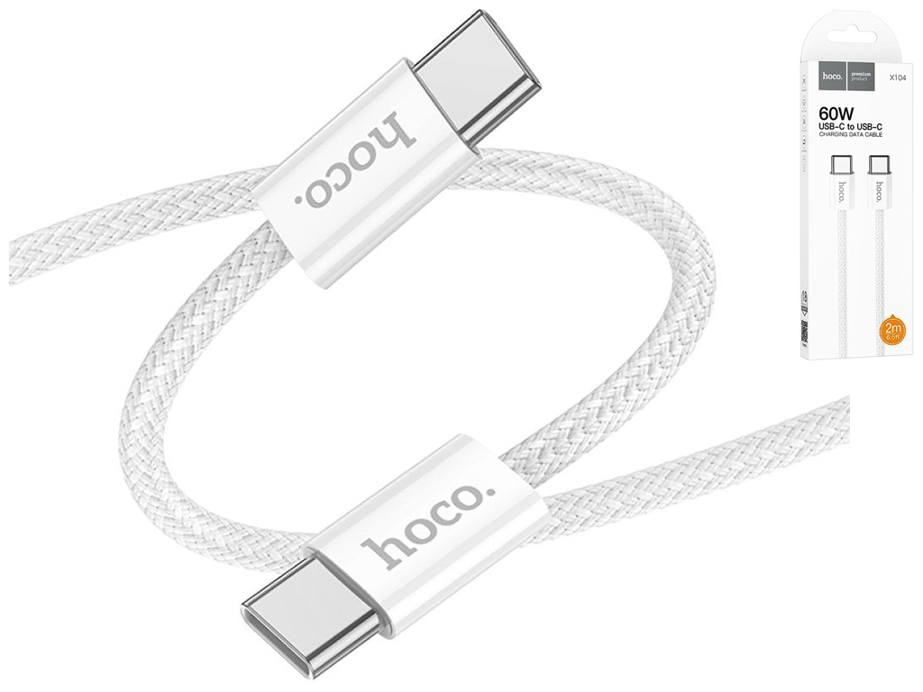 Кабель USB Hoco X104 Source 60W Type-C to Type-C 2м Колір Бiлий