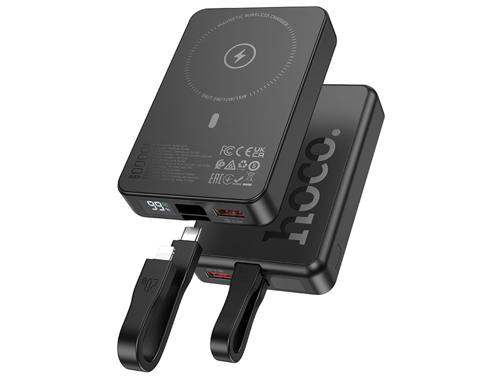 Універсальна мобільна батарея Hoco Q24 Elegant 22.5W+PD20W with cable and magnetic 10000mAh Чорний