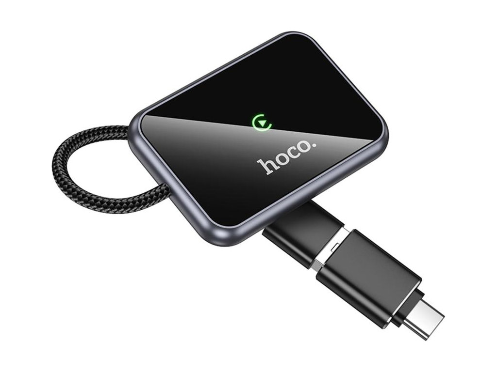 CarPlay автомобільний Hoco HU1, бездротове підключення, USB/Type-C, Wi-Fi+Bluetooth, колір чорний