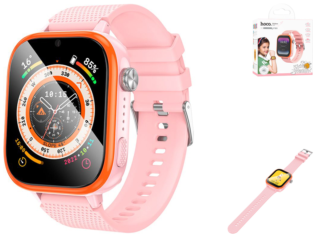 Детские смарт часы Hoco Y101 4G GPS Цвет Розовый