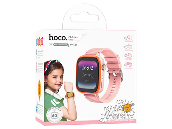 Детские смарт часы Hoco Y101 4G GPS Цвет Розовый