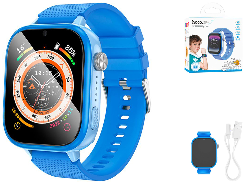 Детские смарт часы Hoco Y101 4G GPS Цвет Синий