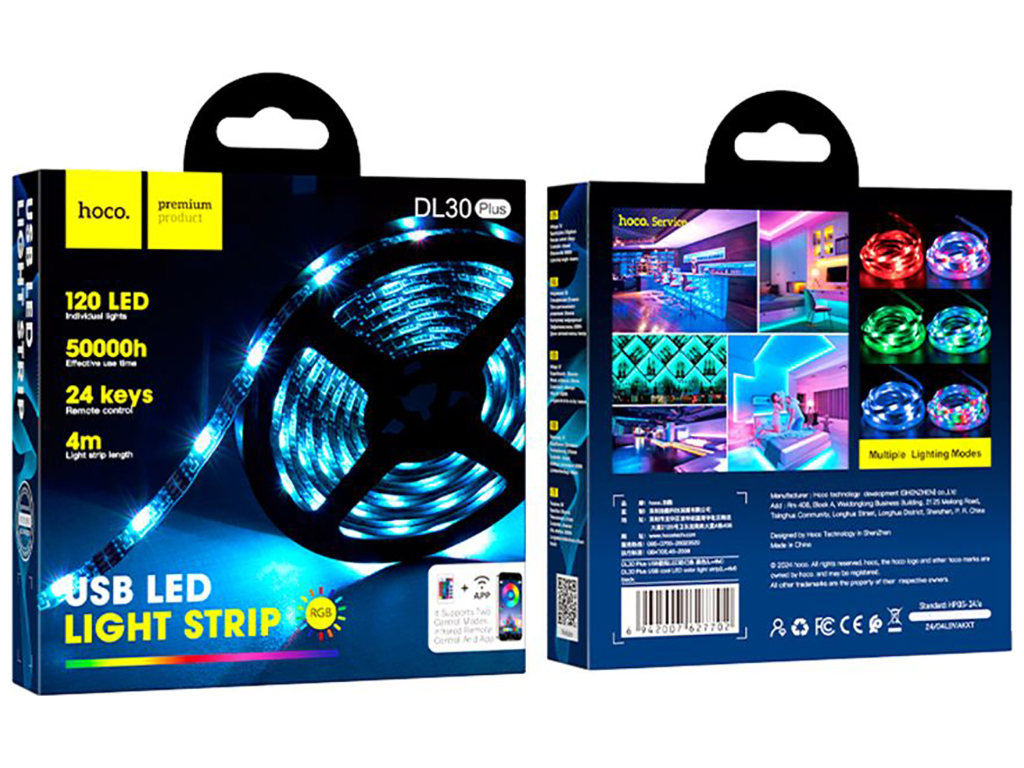 LED Стрічка Hoco DL30 Plus 4м 5050 Колір Чорний