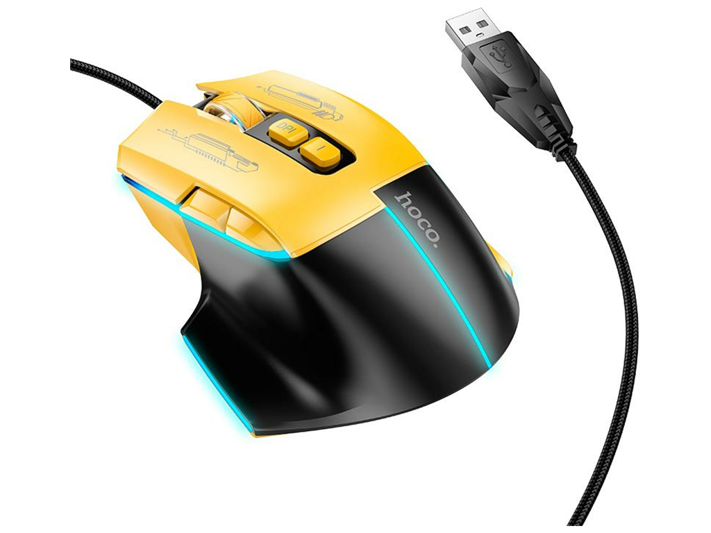 USB Миша Iгрова Hoco GM31 Overlord luminous Колір Чорно-жовтий