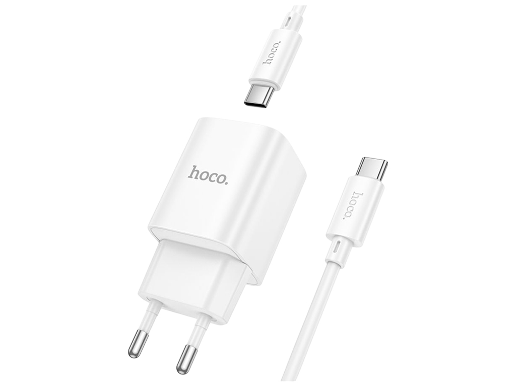 Зарядний пристрій Hoco C149A, 30W, 1USB+1Type-C, PD/QC 3.0, кабель 1м, колір білий