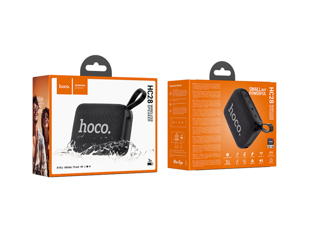 Колонка Hoco HC28, 8Вт, Bluetooth 5.4, 1200mAh, Type-C, ABS пластик, 125×95×54мм, колір чорний