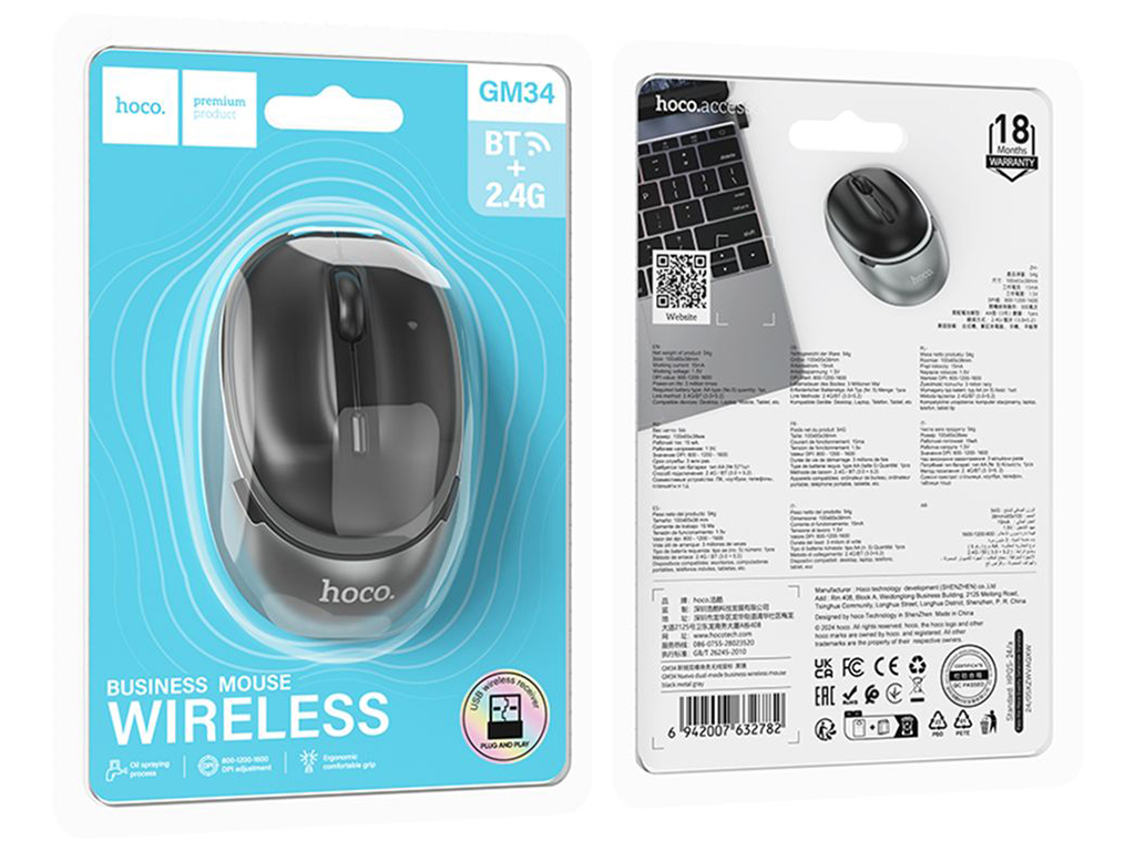 Бездротова Миша Hoco GM34 Nuevo dual mode (2.4G + Bluetooth (3.0+5.2)) Колір Чорний
