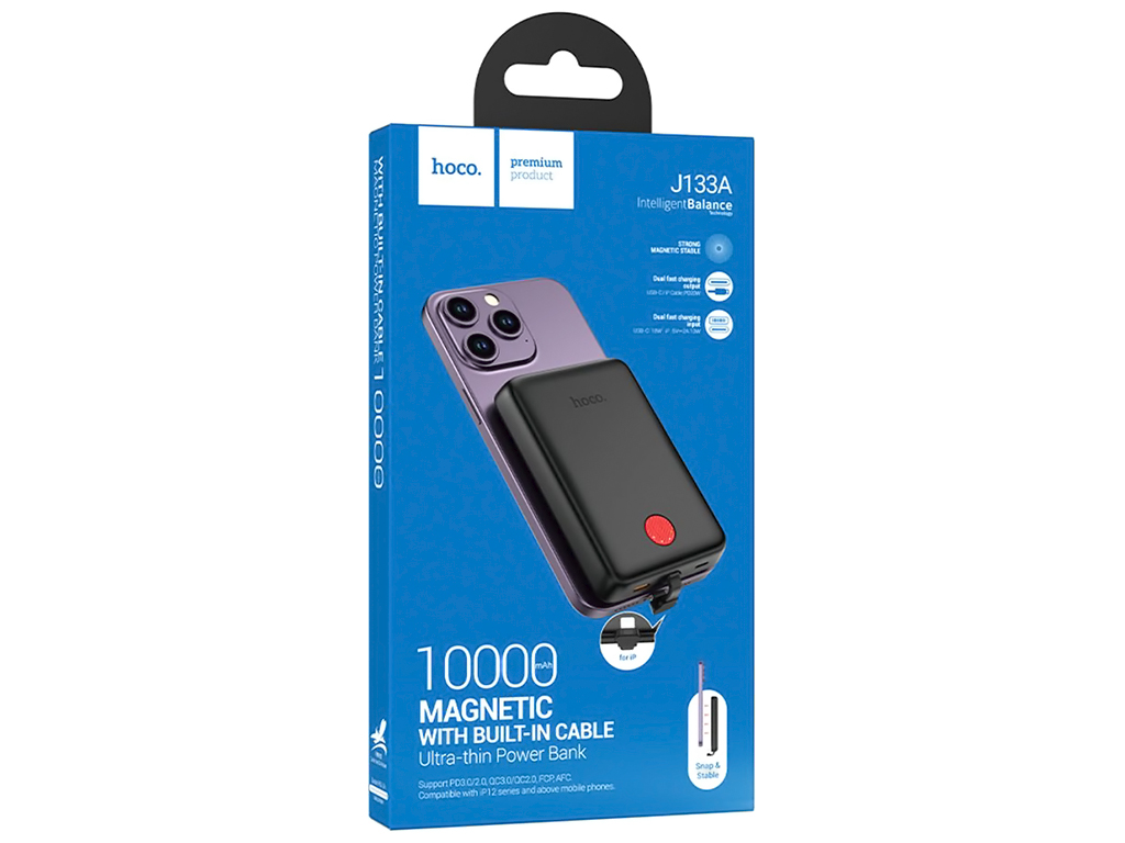 Універсальна мобільна батарея Power Bank Hoco J133A Triumph PD20W, 10000mAh, колір чорний