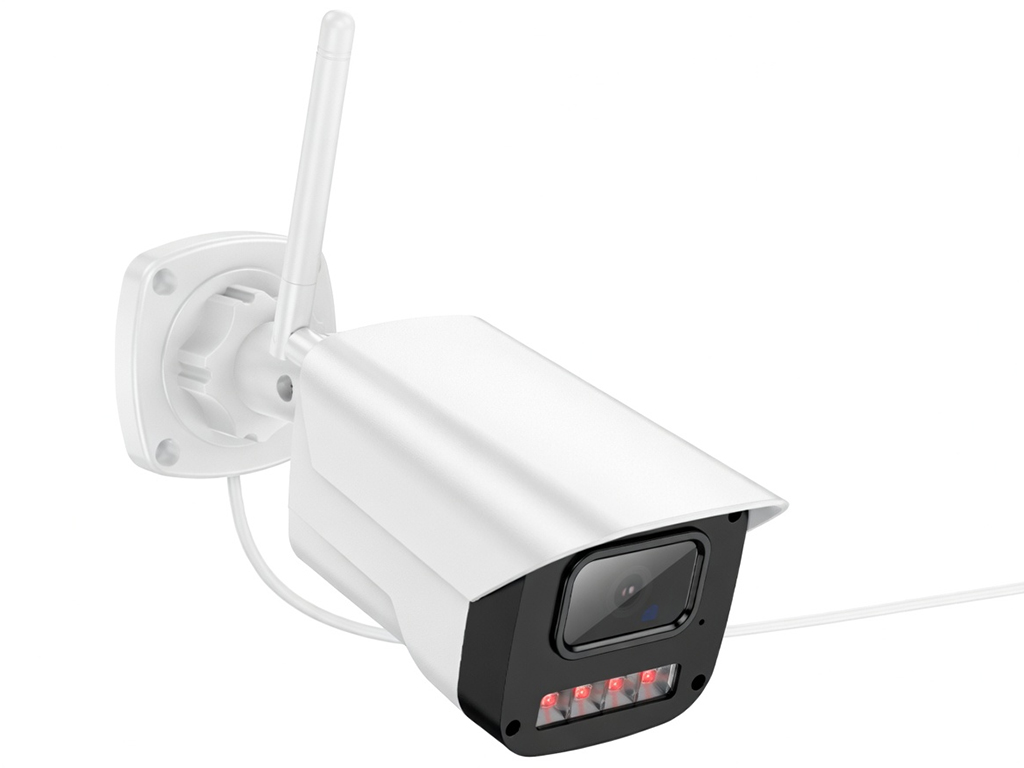 Камера вулична Hoco D4, HD 1080, Wi-Fi, IP65, кабель 3м, пластик, алюміній, 106×65×80мм, колір білий