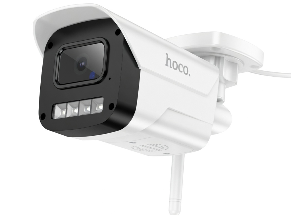 Камера вулична Hoco D4, HD 1080, Wi-Fi, IP65, кабель 3м, пластик, алюміній, 106×65×80мм, колір білий