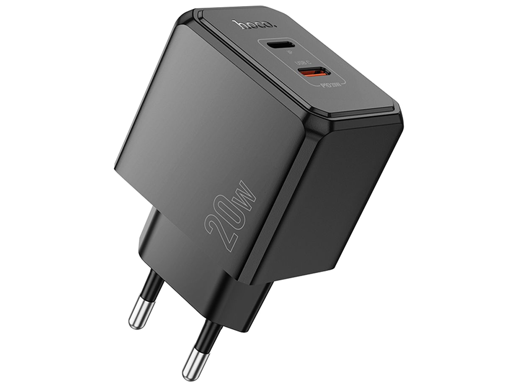 Мережевий зарядний пристрій Hoco CS16A 1USB-C/1IP PD/QC 20W, колір чорний