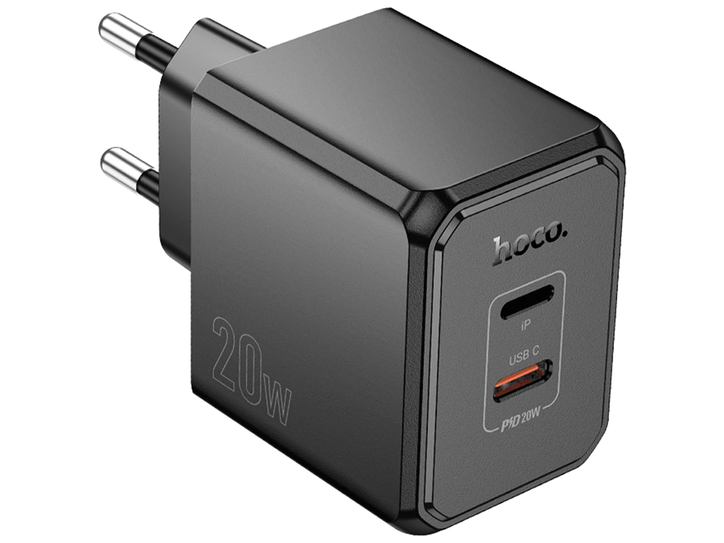 Мережевий зарядний пристрій Hoco CS16A 1USB-C/1IP PD/QC 20W, колір чорний