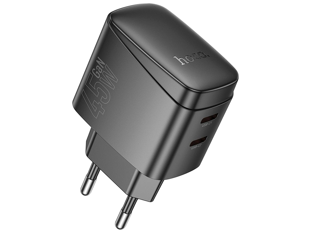 Сетевое зарядное устройство Hoco CS62A 2USB-C PD/QC 45W GAN, цвет черный
