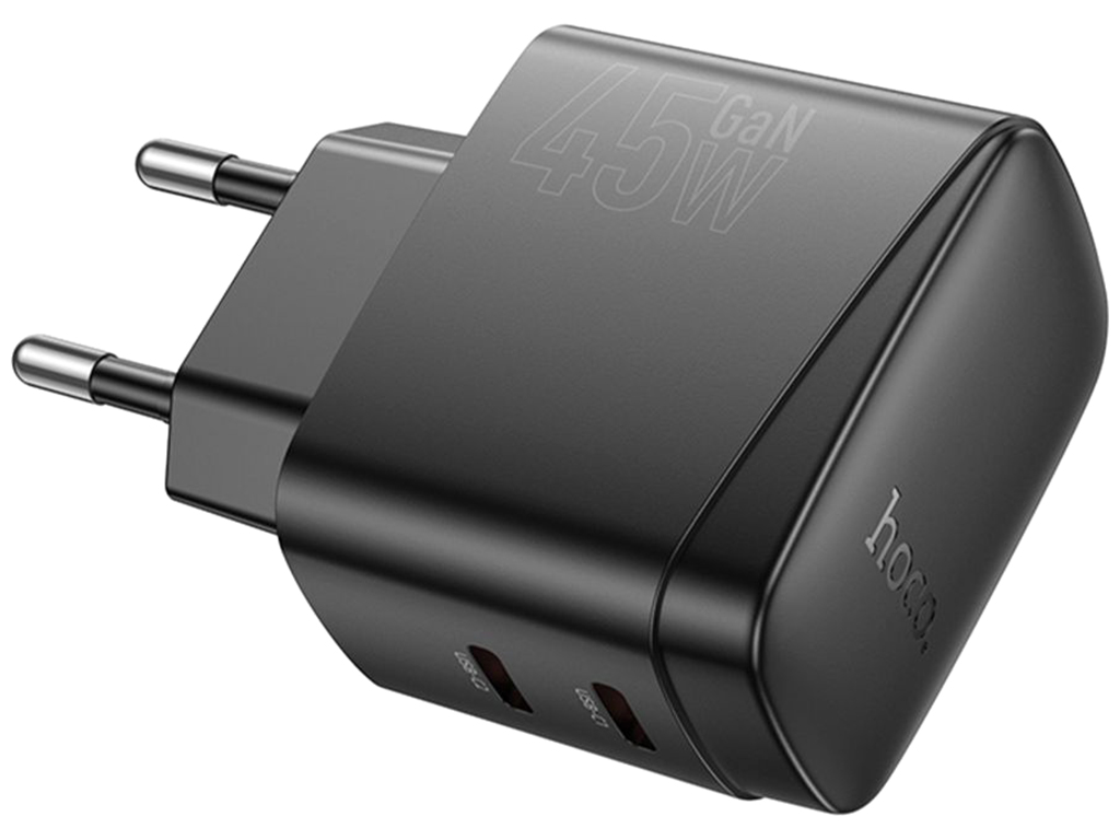 Сетевое зарядное устройство Hoco CS62A 2USB-C PD/QC 45W GAN, цвет черный