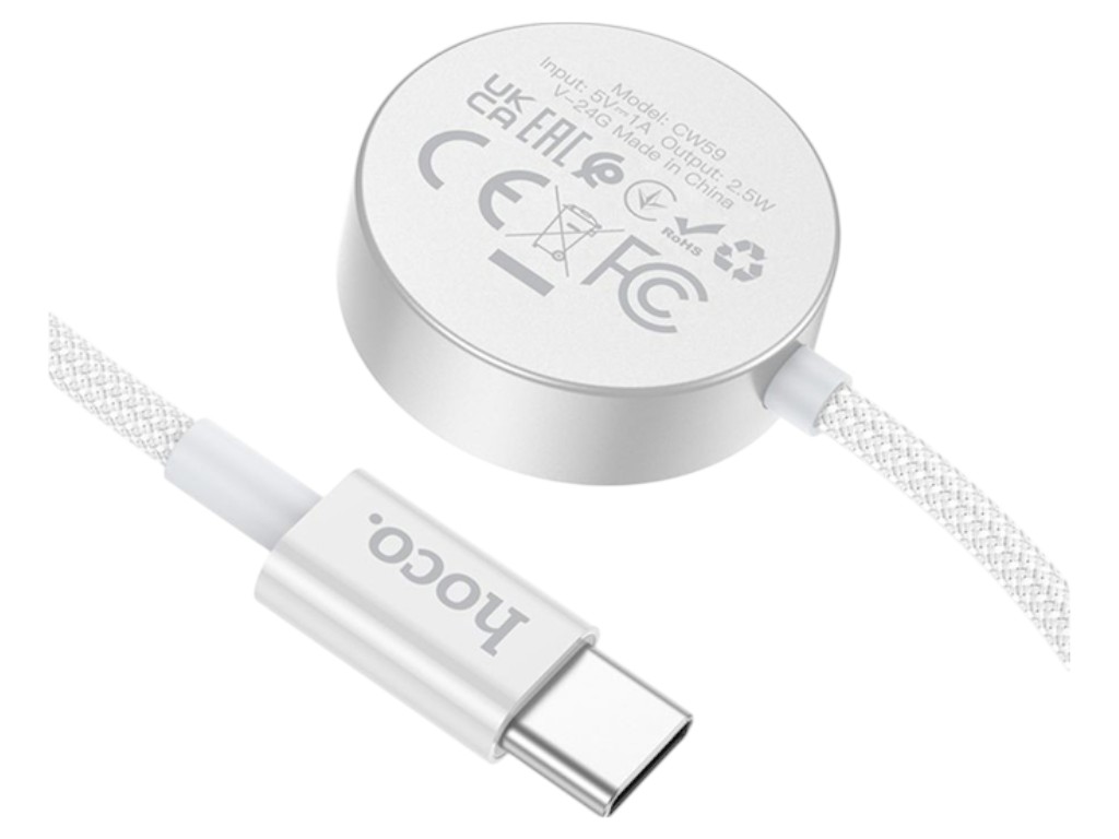 Бездротовий зарядний пристрій Hoco CW59 для iWatch/SAMSUNG, білий