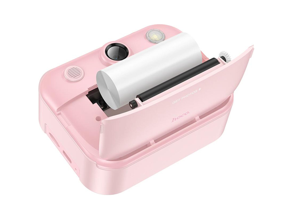 Камера дитяча Hoco DV204, термодрук 57мм, дисплей 2.4", слот TF до 64GB, 1200mAh, колір рожевий