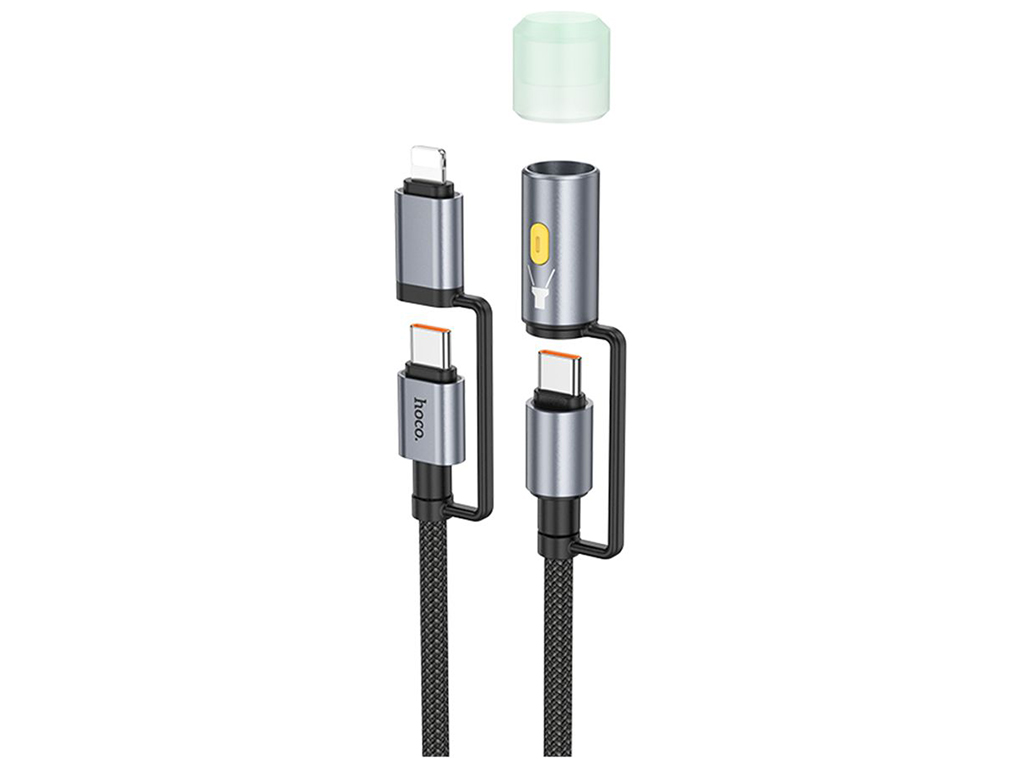 Кабель USB Hoco U138 USB-C/iP to USB-C/LED Light 1.2м Колір Чорний