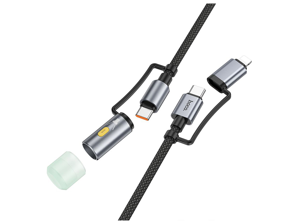 Кабель USB Hoco U138 USB-C/iP to USB-C/LED Light 1.2м Колір Чорний