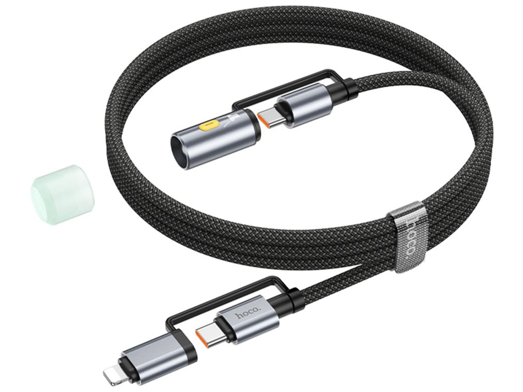 Кабель USB Hoco U138 USB-C/iP to USB-C/LED Light 1.2м Колір Чорний