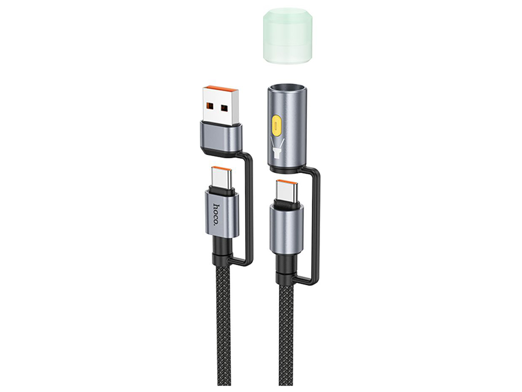 Кабель USB Hoco U138 USB/USB-C to USB-C/LED Light 1.2м Колір Чорний