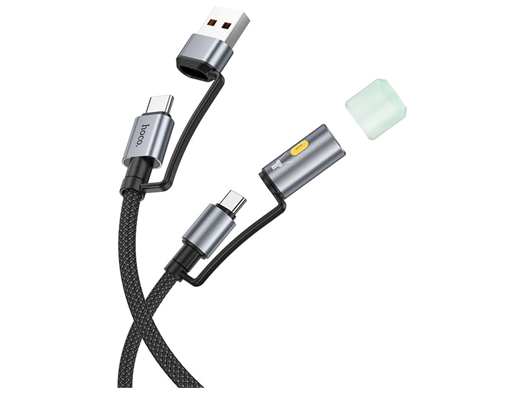 Кабель USB Hoco U138 USB/USB-C to USB-C/LED Light 1.2м Колір Чорний