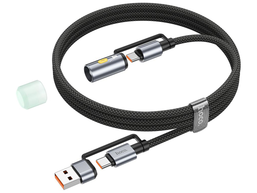Кабель USB Hoco U138 USB/USB-C to USB-C/LED Light 1.2м Колір Чорний