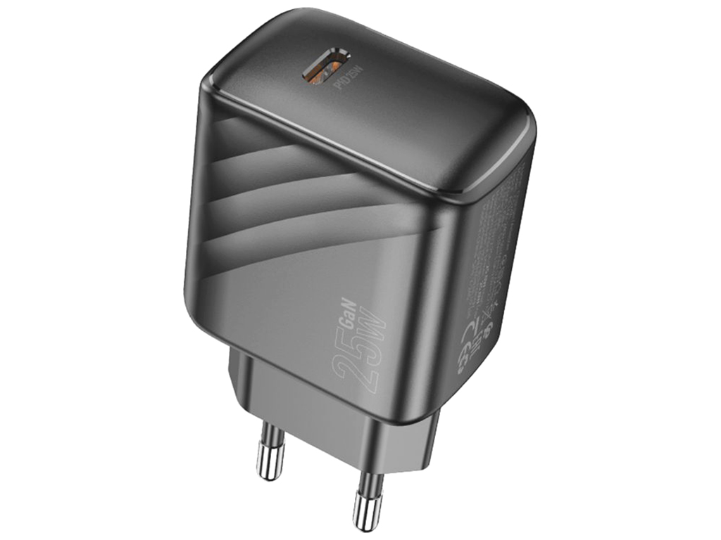 Мережевий зарядний пристрій Hoco CS24A 1USB-C PD/QC 25W, колір чорний
