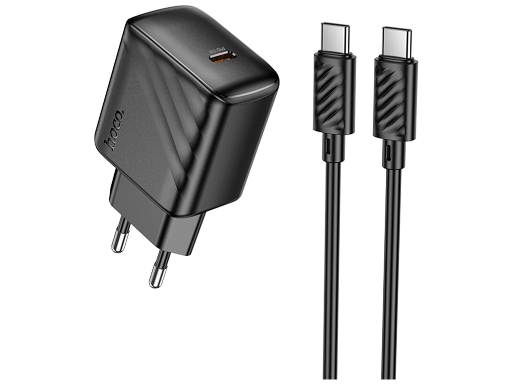 Сетевое зарядное устройство Hoco CS24A 1USB-C PD/QC 25W+Type-C to Type-C, цвет черный