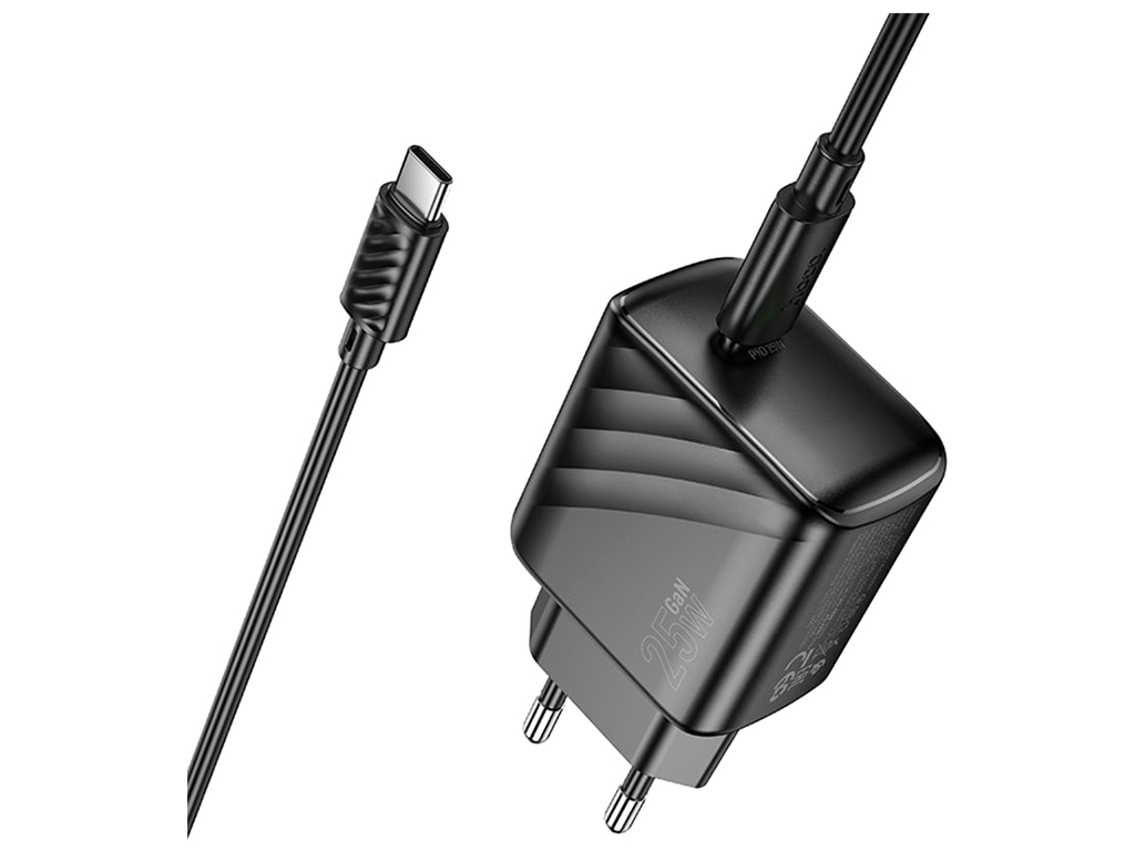 Сетевое зарядное устройство Hoco CS24A 1USB-C PD/QC 25W+Type-C to Type-C, цвет черный