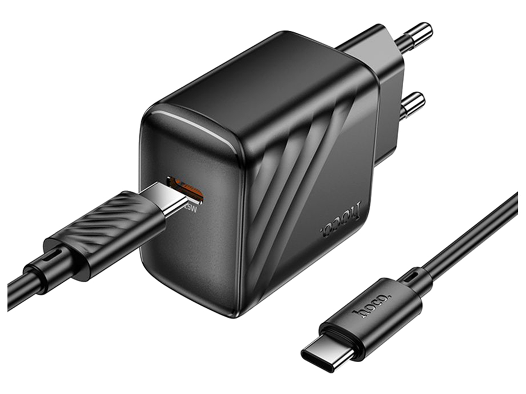 Сетевое зарядное устройство Hoco CS24A 1USB-C PD/QC 25W+Type-C to Type-C, цвет черный