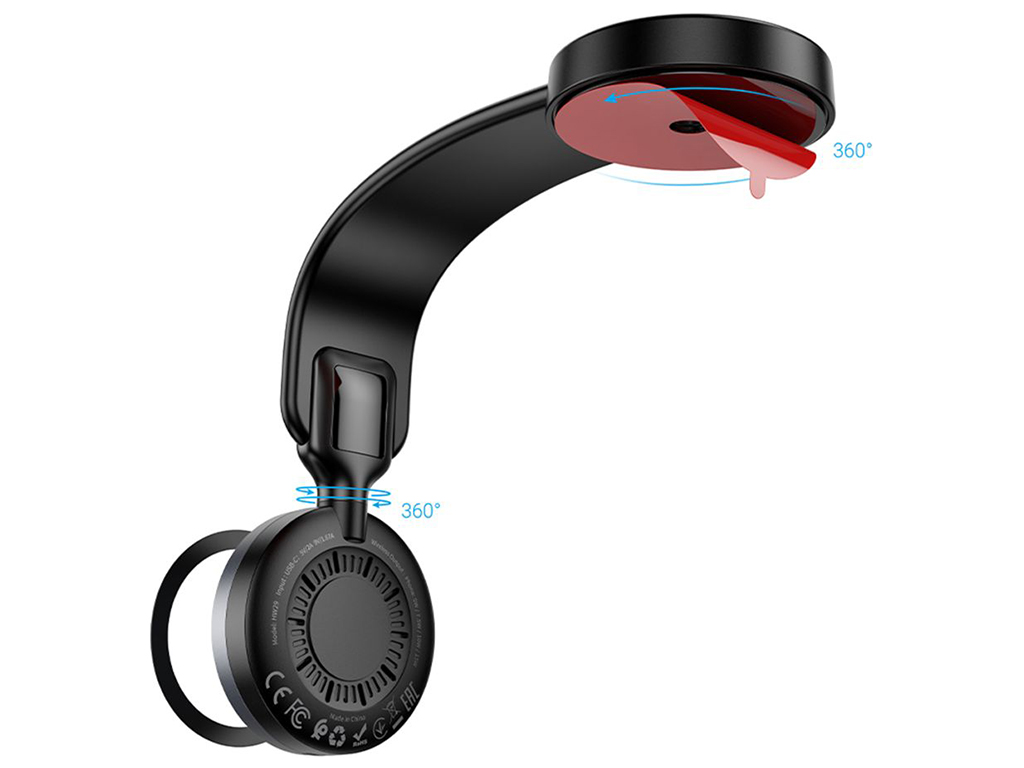 Автотримач Hoco HW29 Magnetic Ring Wireless 15W Колір Чорно-Сiрий