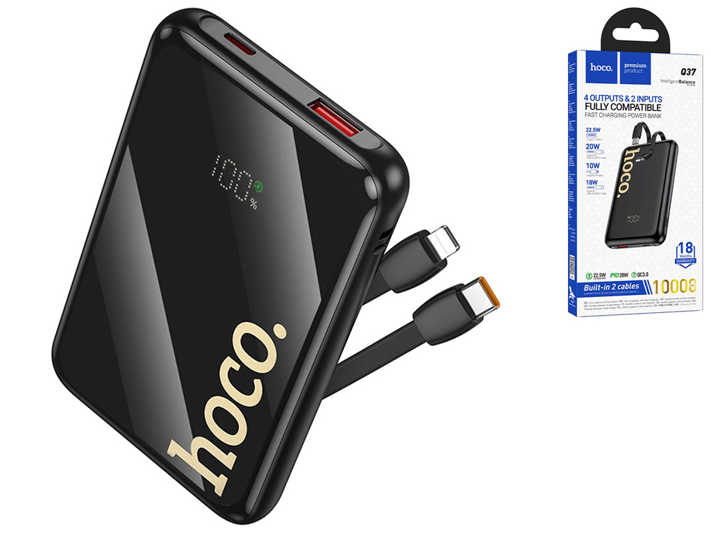 Універсальна мобільна батарея Power Bank Hoco Q37 Graceful, 10000mAh, колір чорний