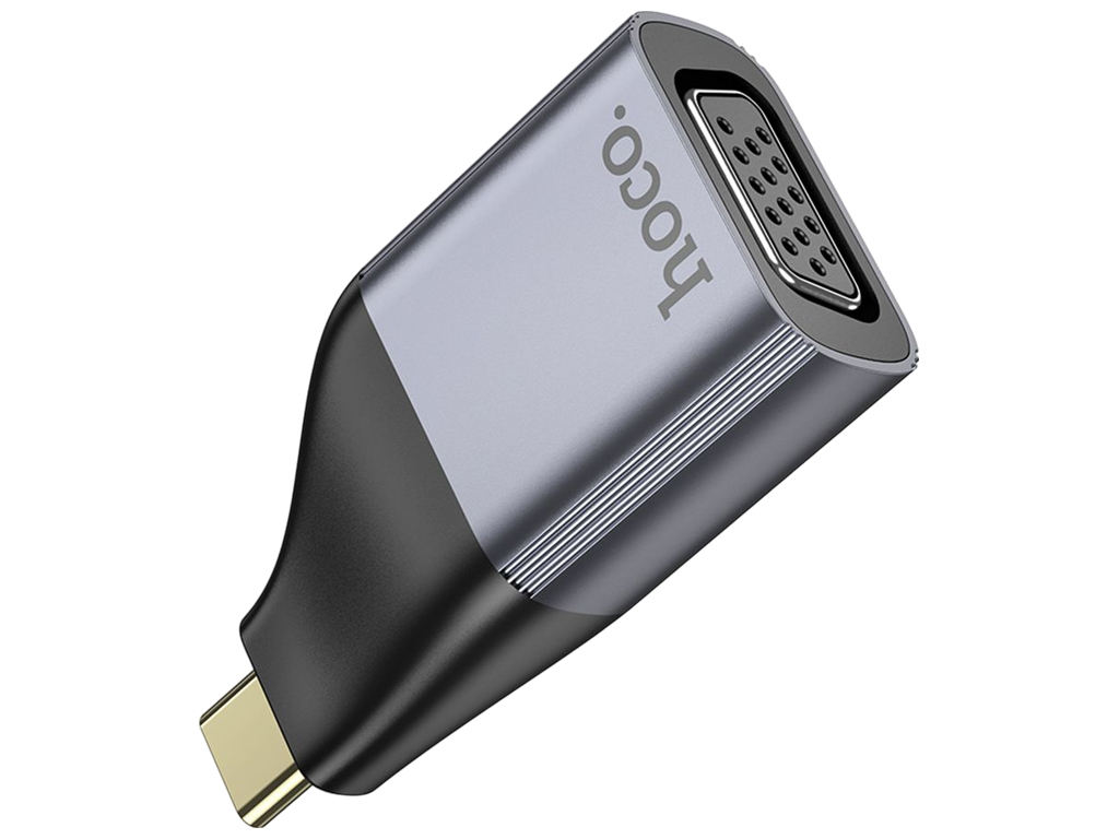 Перехідник Hoco UA34, Type-C to VGA, 2K 60Hz, алюміній + ABS, 52×26×14мм, колір сірий