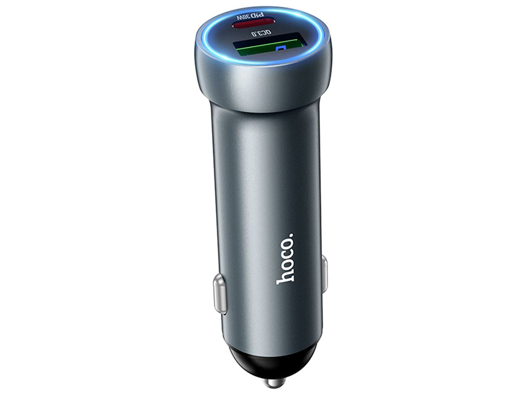 Автомобільний Зарядний Пристрій Hoco Z54A 1USB/1USB-C PD48W/QC3.0 Колір Сiрий
