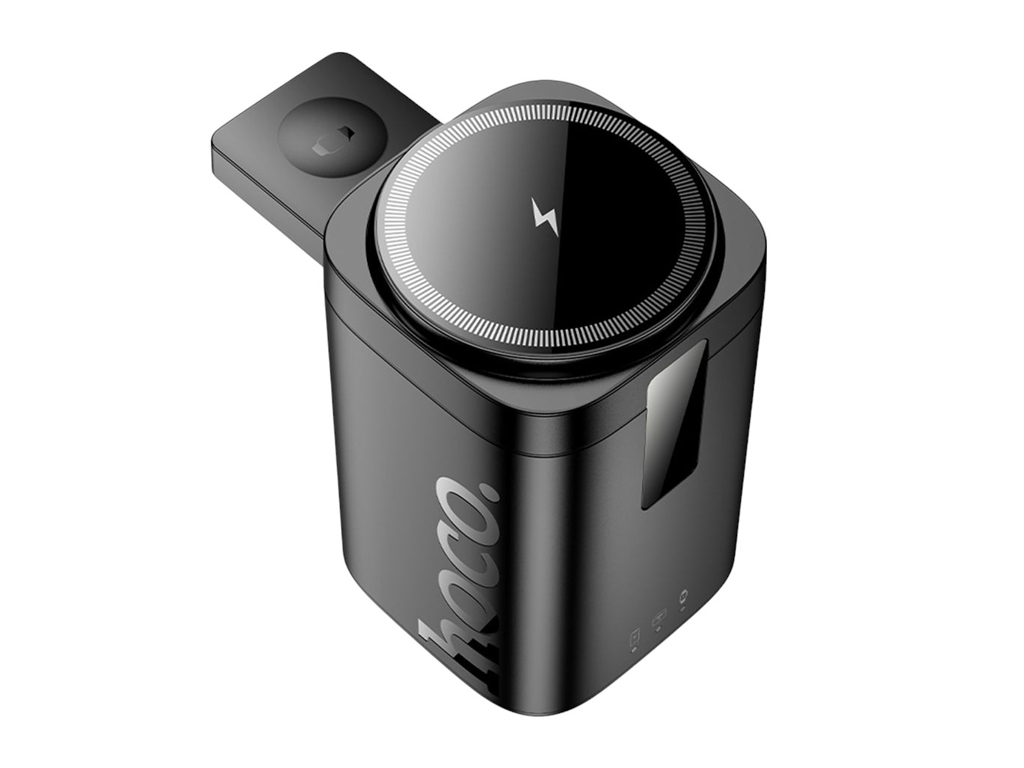 Бездротовий зарядний пристрій Hoco CQ20 3-in-1, 15 Вт, Magnetic (iWatch), чорний
